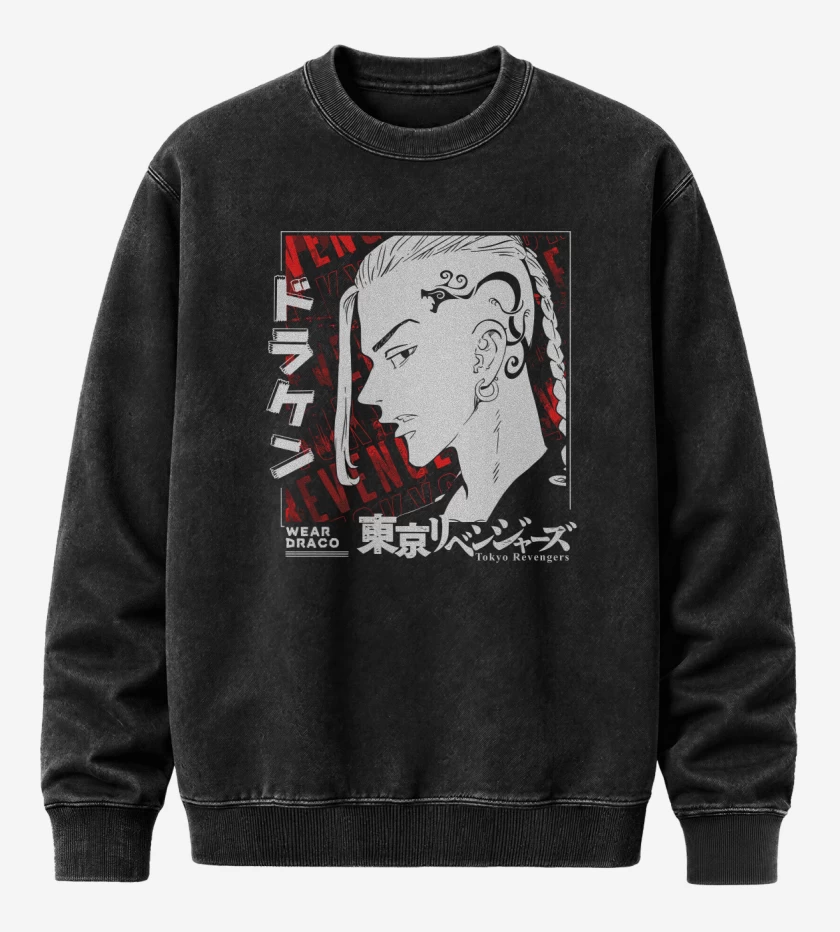 Poleron Polo Acid Wash Negro de Draken