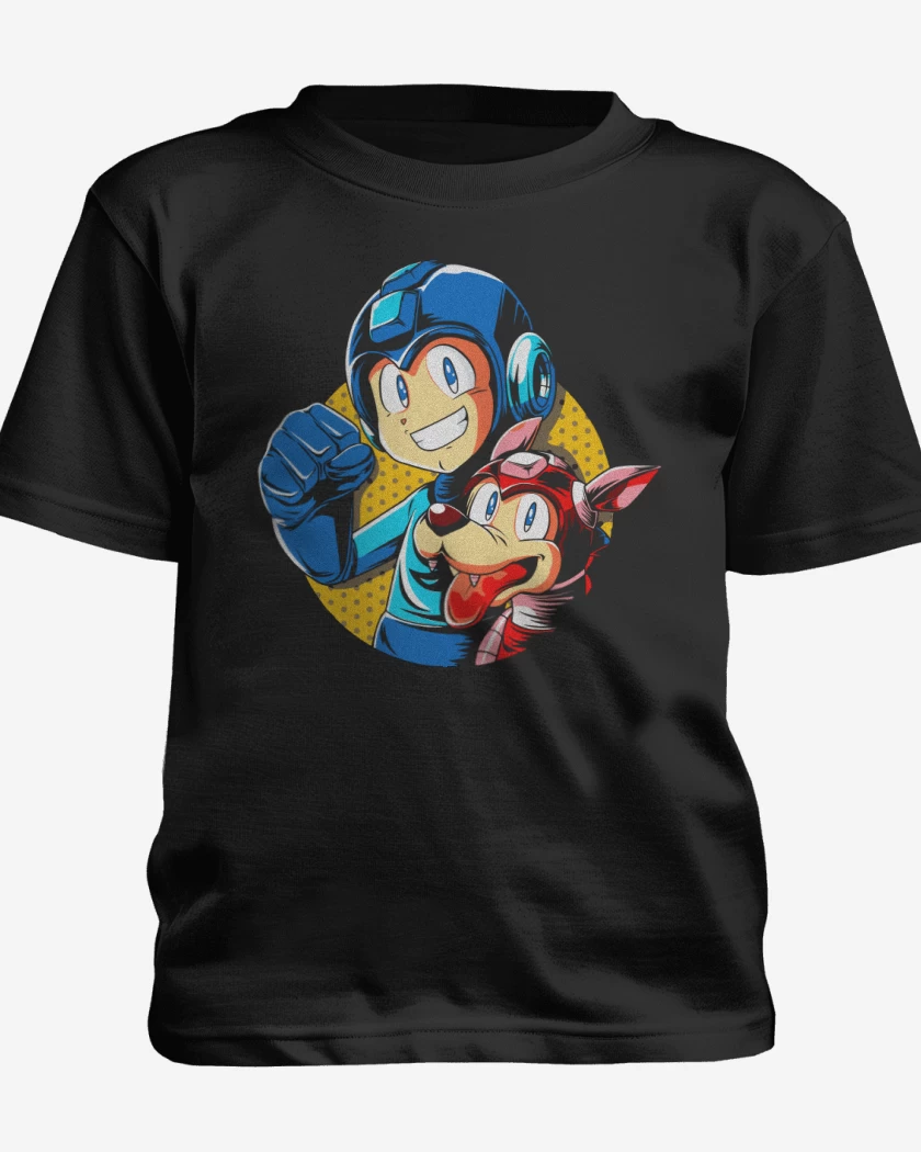 Polera de niño Negro de Megaman y rush