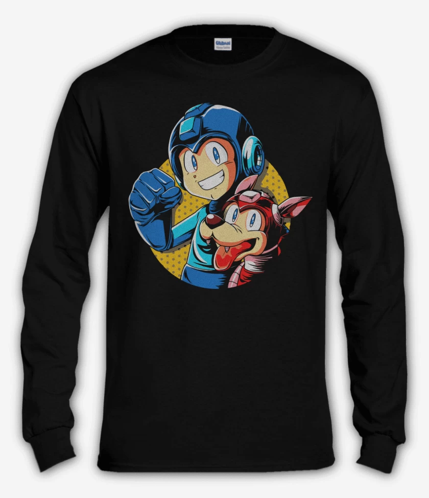 Polera manga larga Negro de Megaman y rush