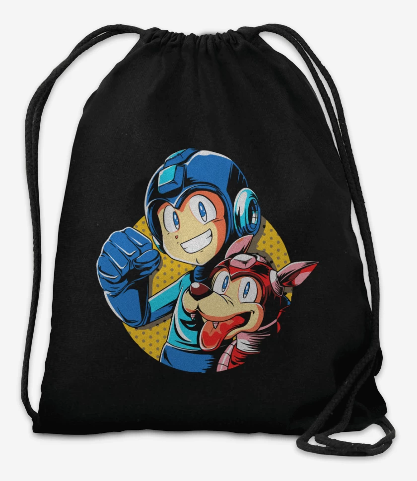 Mochila Negro de Megaman y rush