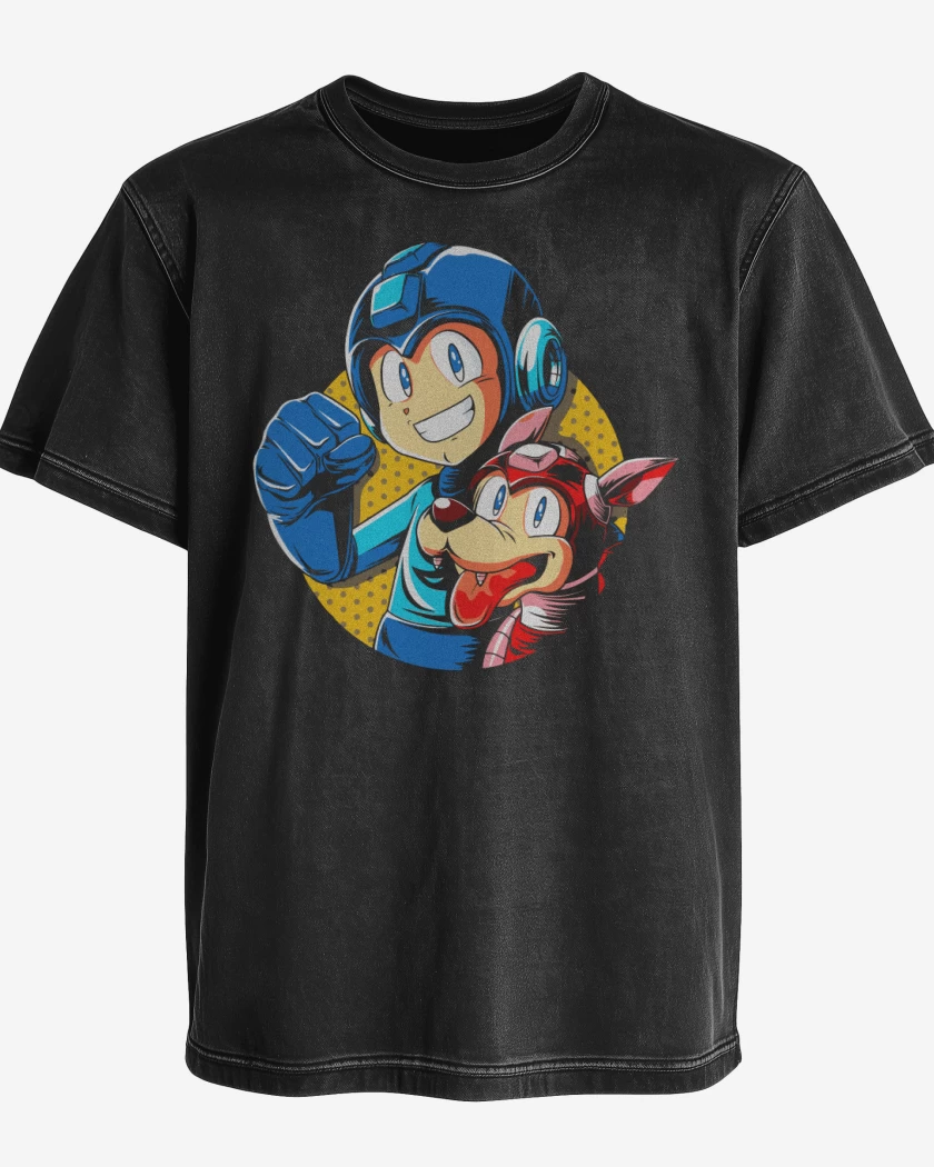 Polera desgastada Megaman y rush