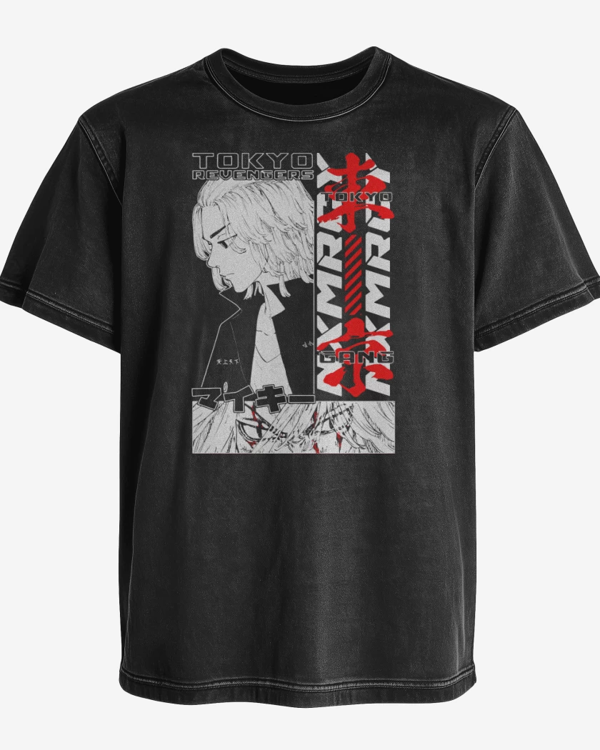 Polera desgastada Negro de Manjiro