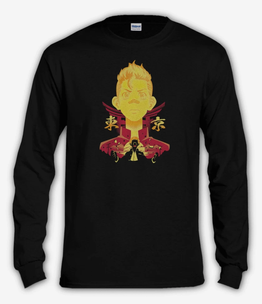 Polera manga larga Negro de Takemichi Hanahaki