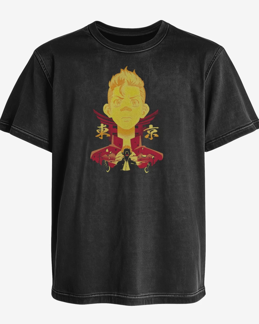 Polera desgastada Negro de Takemichi Hanahaki