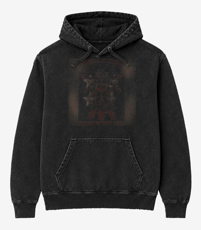Poleron Canguro Acid Wash Negro de Ultrainstinto de Vitruvio