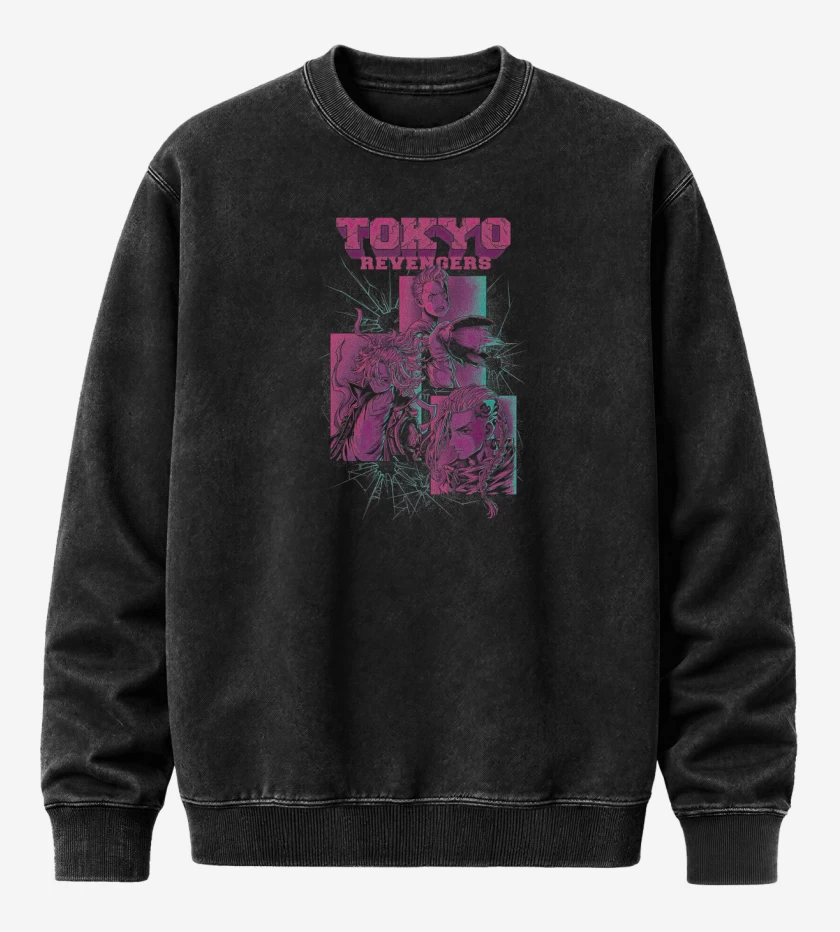 Poleron Polo Acid Wash Negro de Tokyo Manji