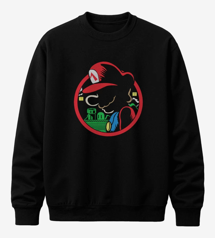 Poleron polo Negro de Super bigote Bru