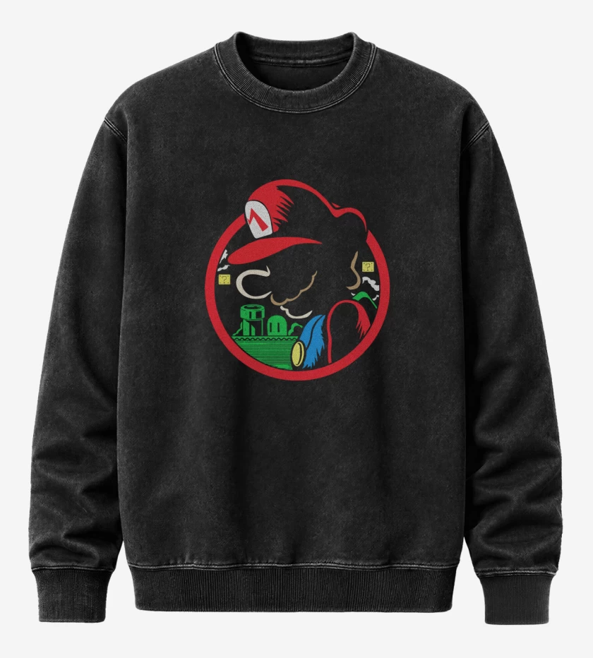Poleron Polo Acid Wash Negro de Super bigote Bru