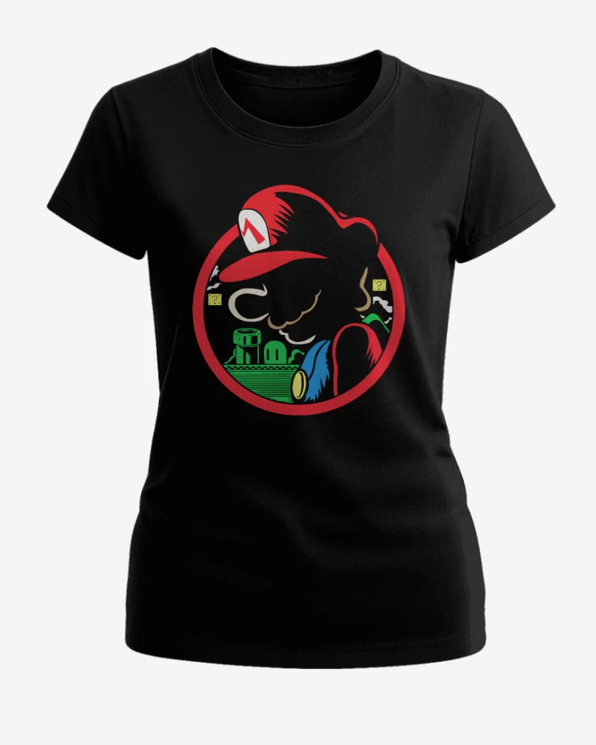 Polera de Mujer Negro de Super bigote Bru