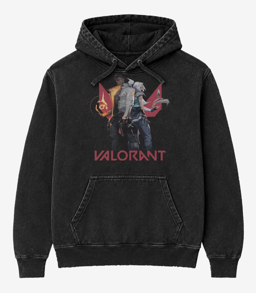 Poleron Canguro Acid Wash Negro de Jett y Fenix