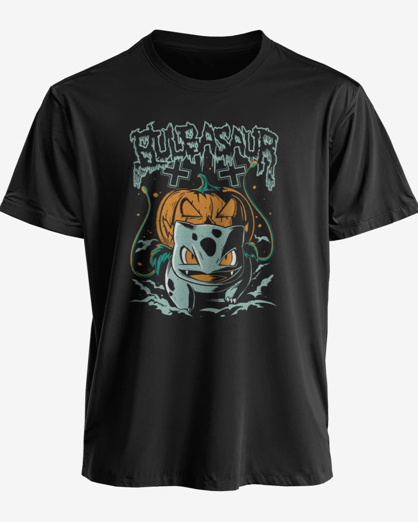 Polera premium Negro de bulbasaur pumpkins