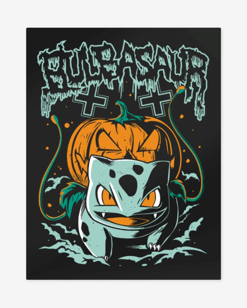 Print metalico Negro de bulbasaur pumpkins