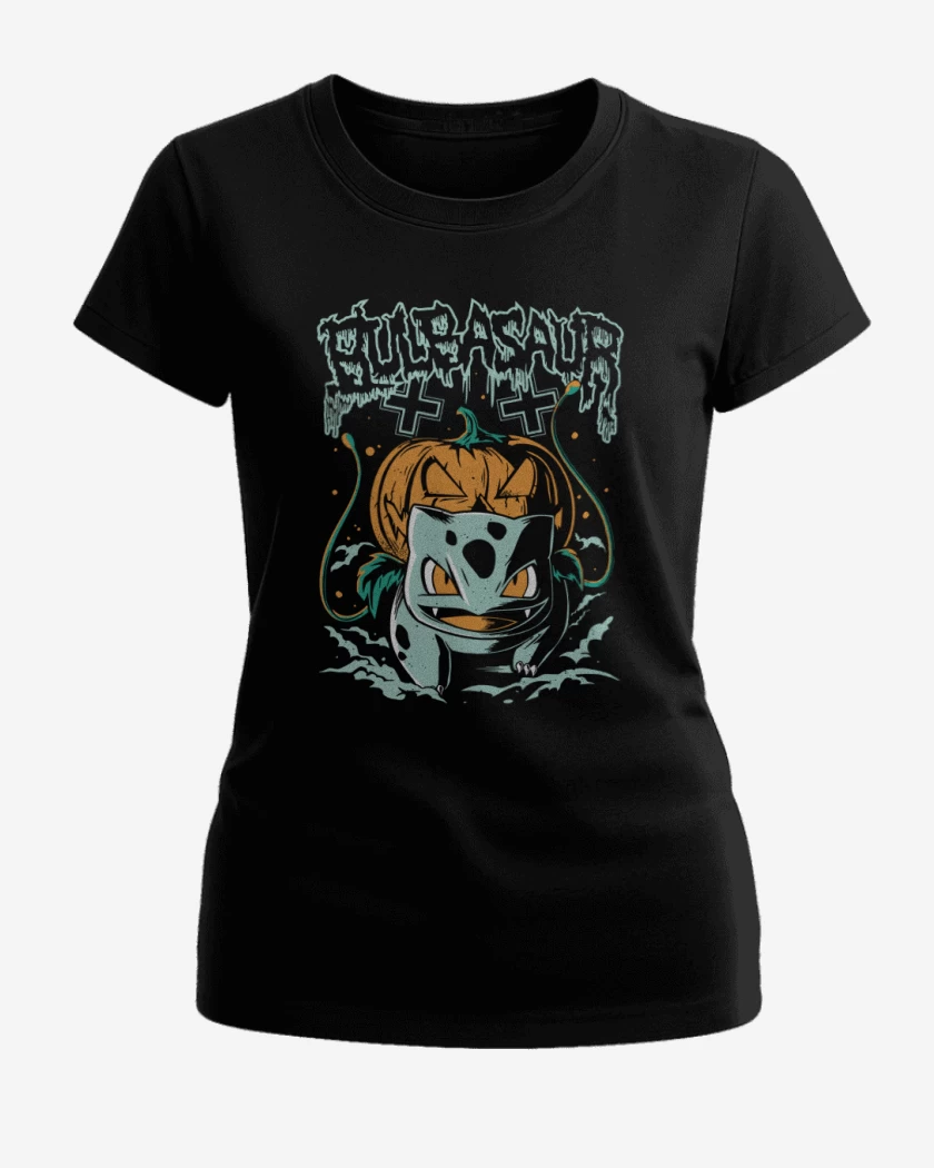Polera de Mujer Negro de bulbasaur pumpkins