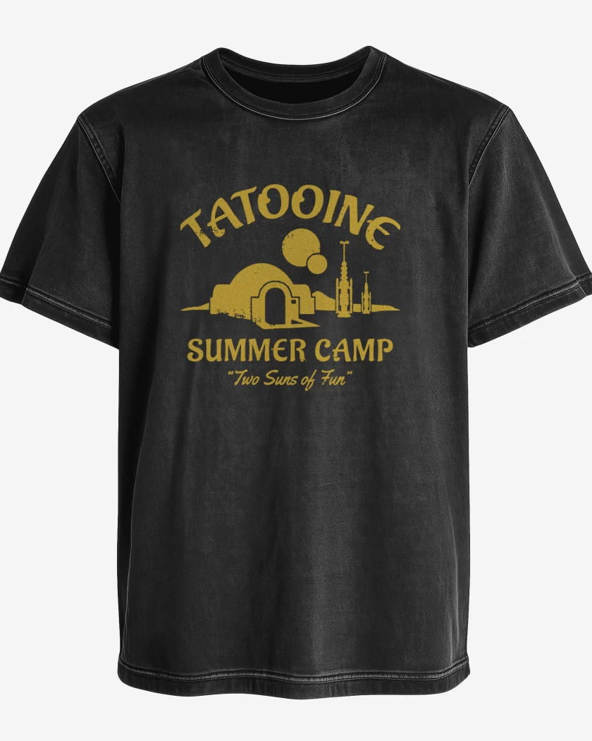 Polera desgastada Negro de Tatooine Summer Camp
