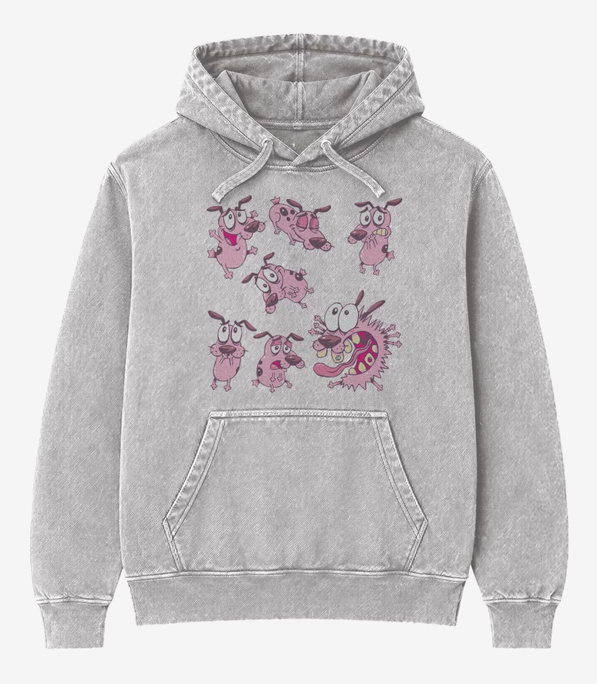 Poleron Canguro Acid Wash Gris Melange de Coraje el perro cobarde