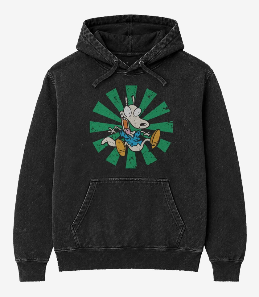 Poleron Canguro Acid Wash Negro de Rocko 