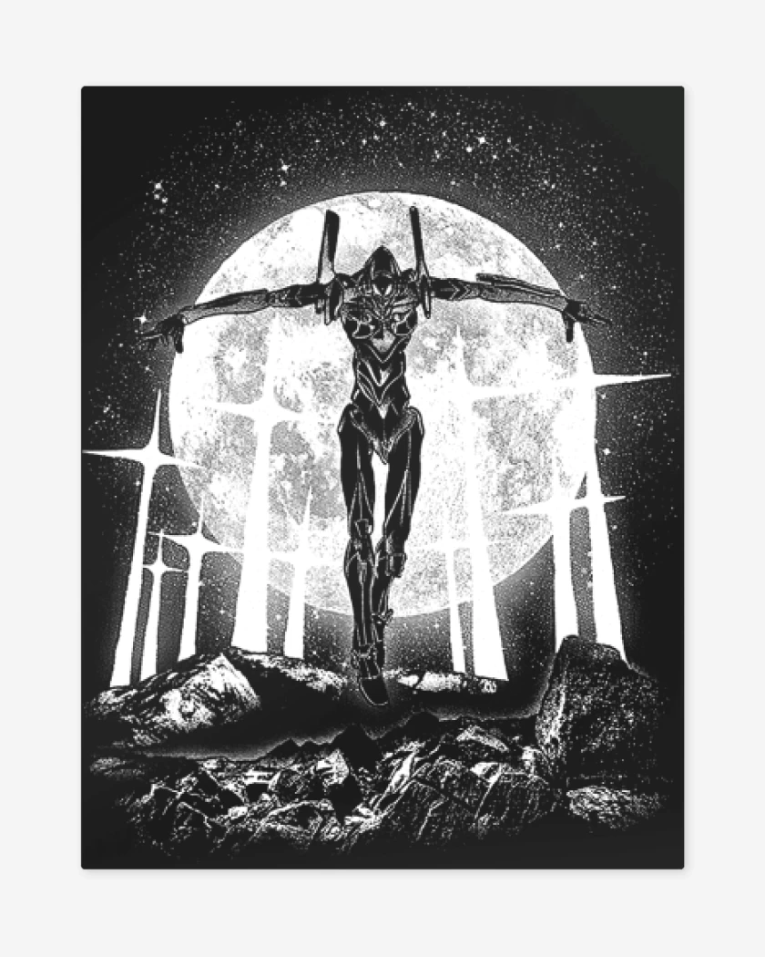 Print metalico Negro de Evangelion moon