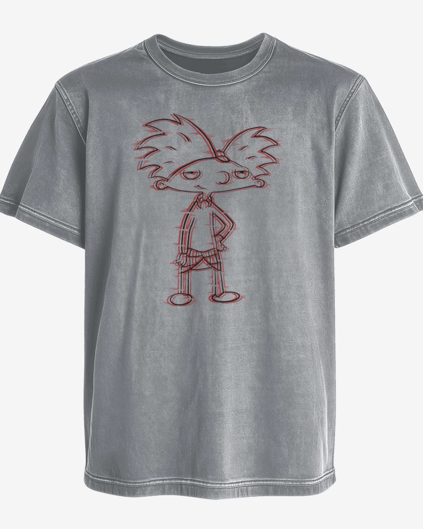 Polera desgastada Gris Melange de Hey Arnold!