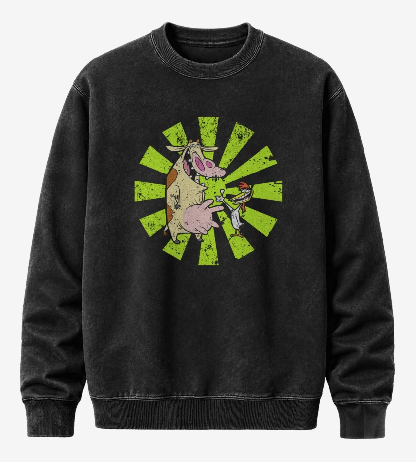 Poleron Polo Acid Wash Negro de La Vaca y el pollito