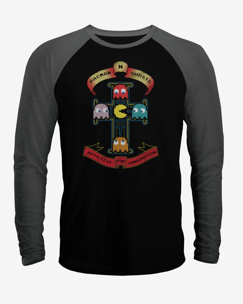 Polera Raglan Negro / Negro Heather de Pacman And Ghosts