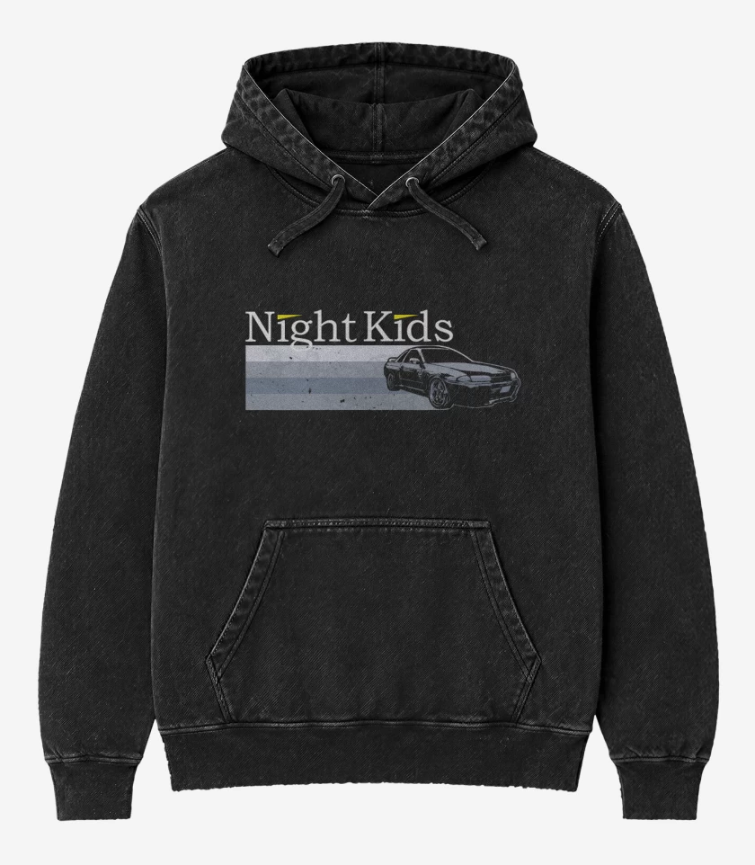 Poleron Canguro Acid Wash Negro de Night kids