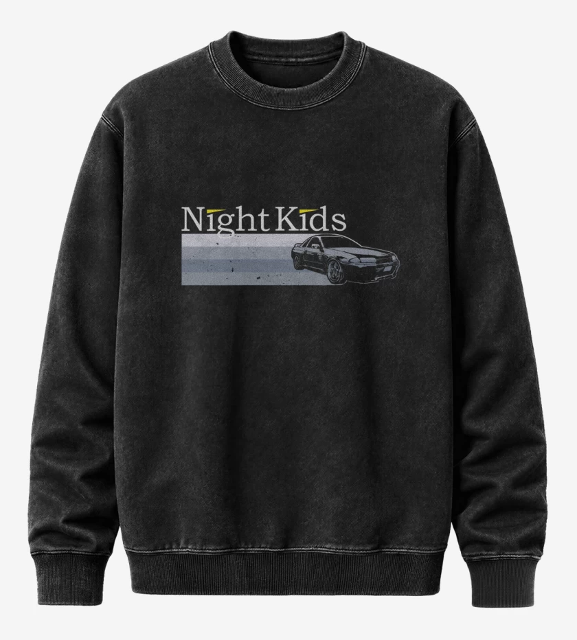 Poleron Polo Acid Wash Negro de Night kids