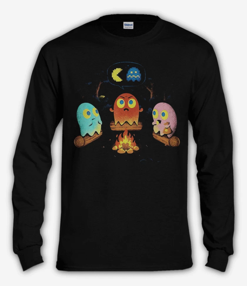 Polera manga larga Negro de Pacman del terror