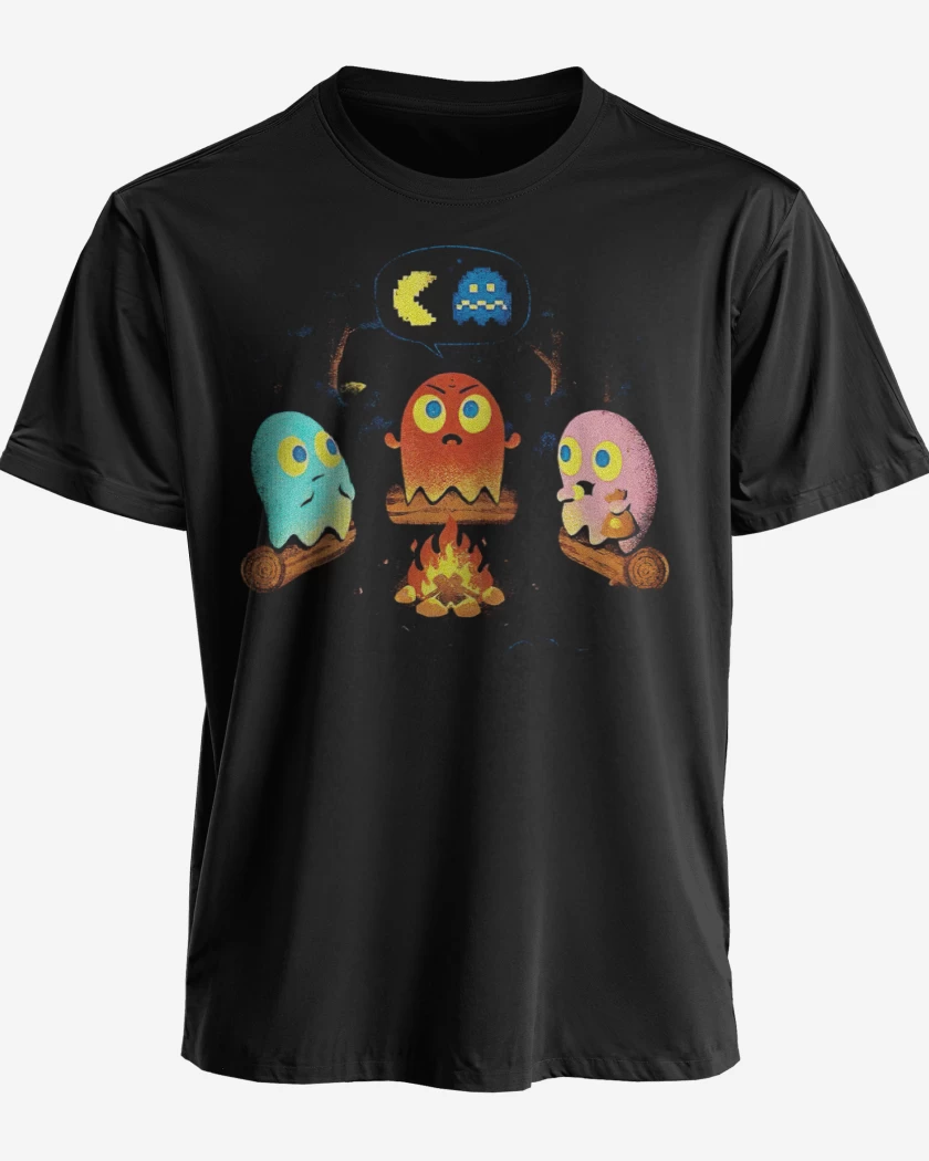 Polera premium Negro de Pacman del terror