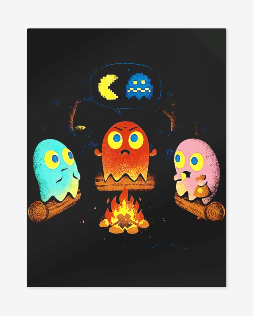 Print metalico Negro de Pacman del terror