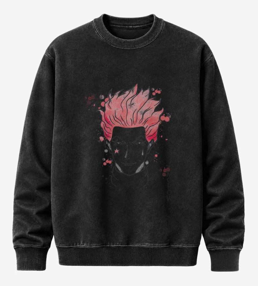 Poleron Polo Acid Wash Negro de Hisoka joker