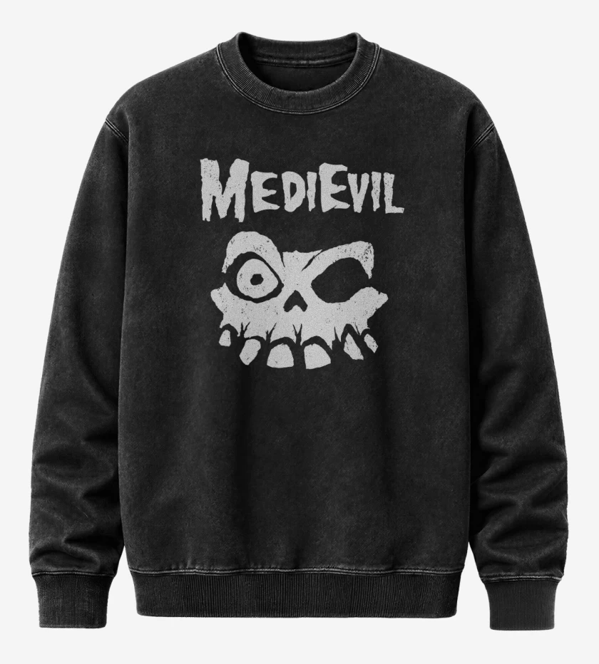 Poleron Polo Acid Wash Negro de Medievil