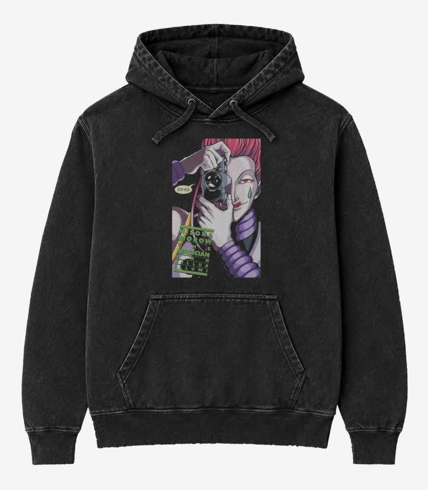 Poleron Canguro Acid Wash Negro de Hisoka killing joke