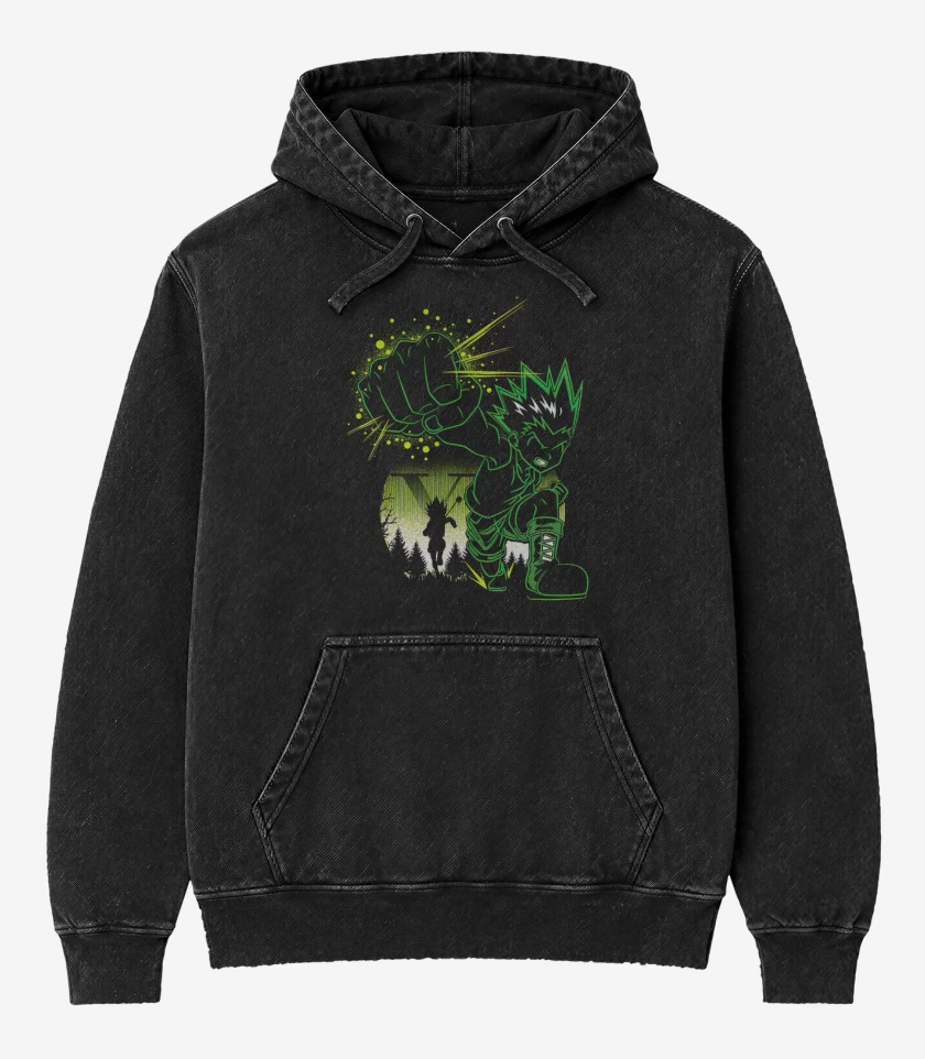 Poleron Canguro Acid Wash Negro de Jajanken