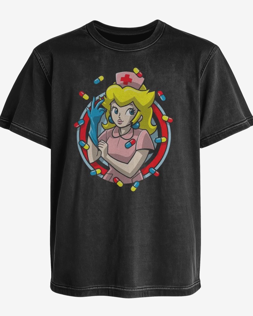 Polera desgastada Negro de Enfermera Peach
