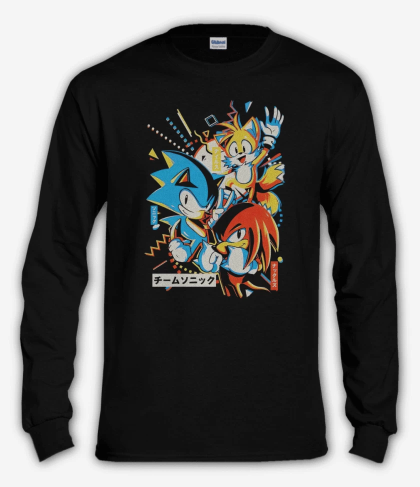Polera manga larga Negro de Sonic and friends