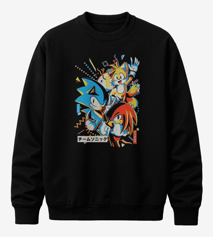 Poleron polo Negro de Sonic and friends