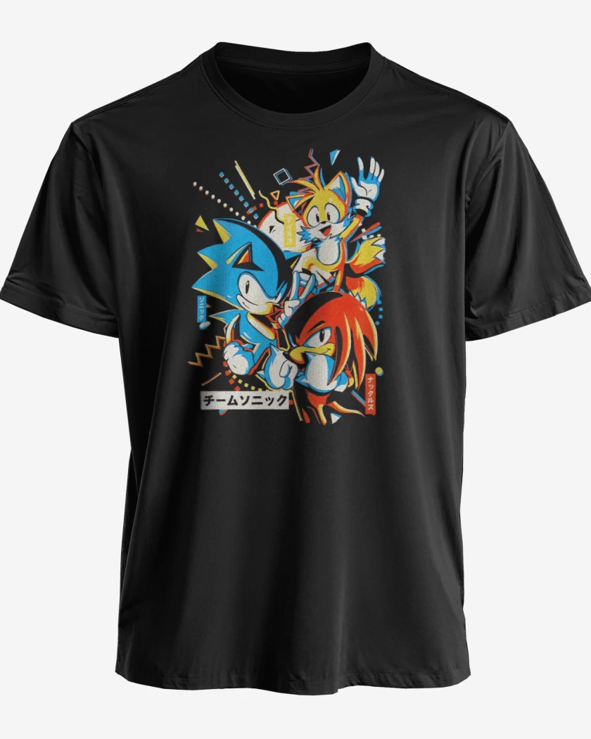 Polera premium Negro de Sonic and friends