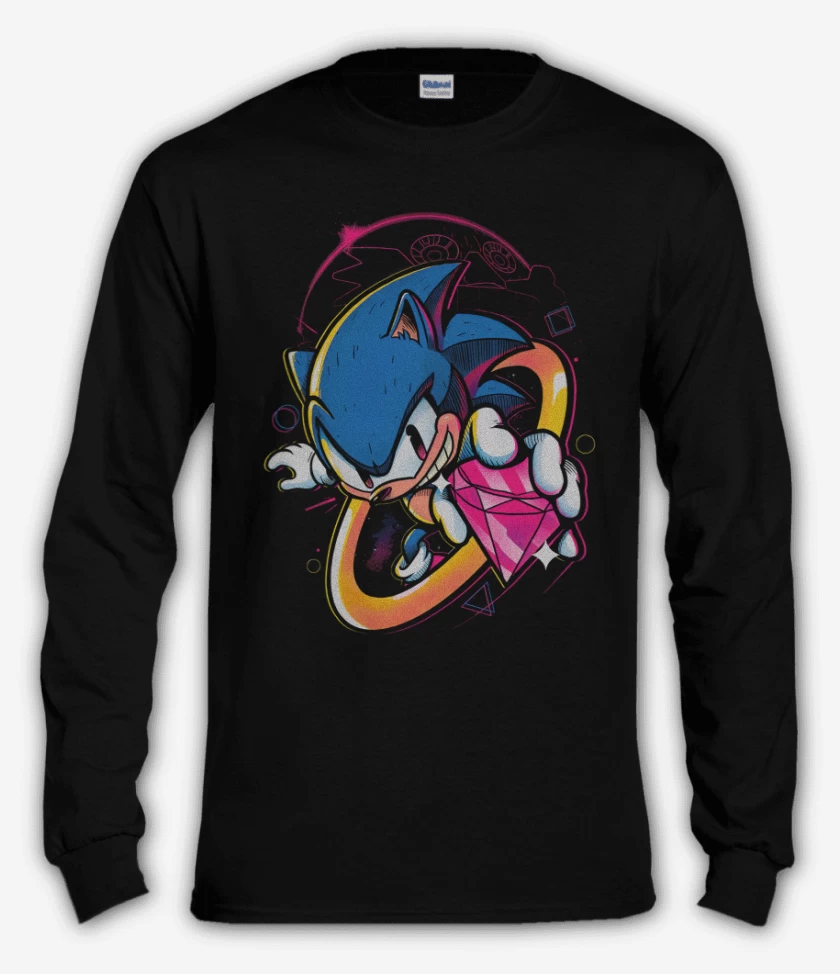 Polera manga larga Negro de Sonic Diamonds