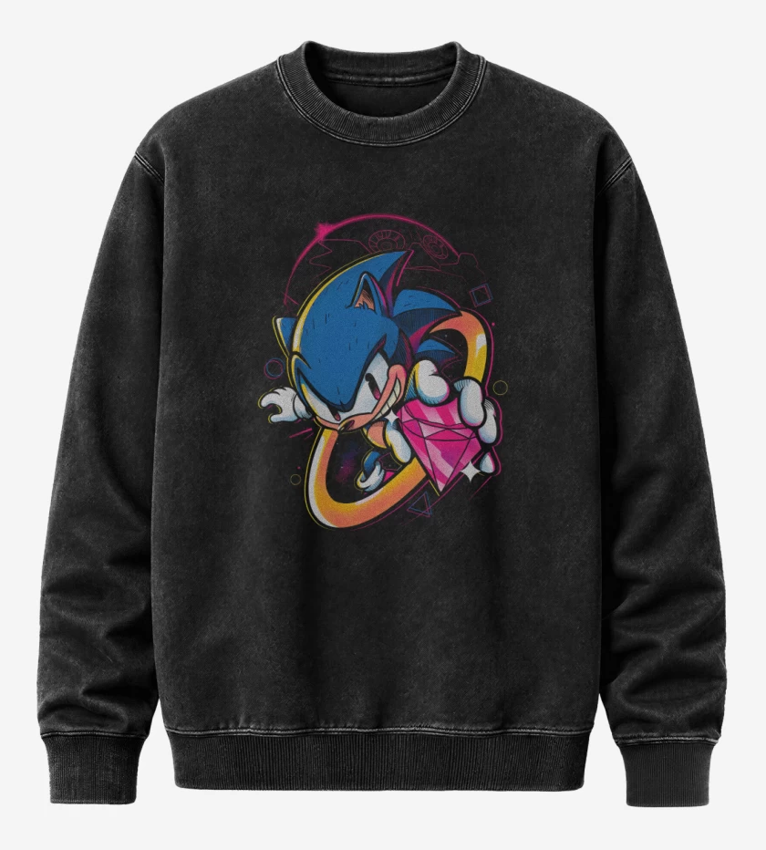 Poleron Polo Acid Wash Negro de Sonic Diamonds