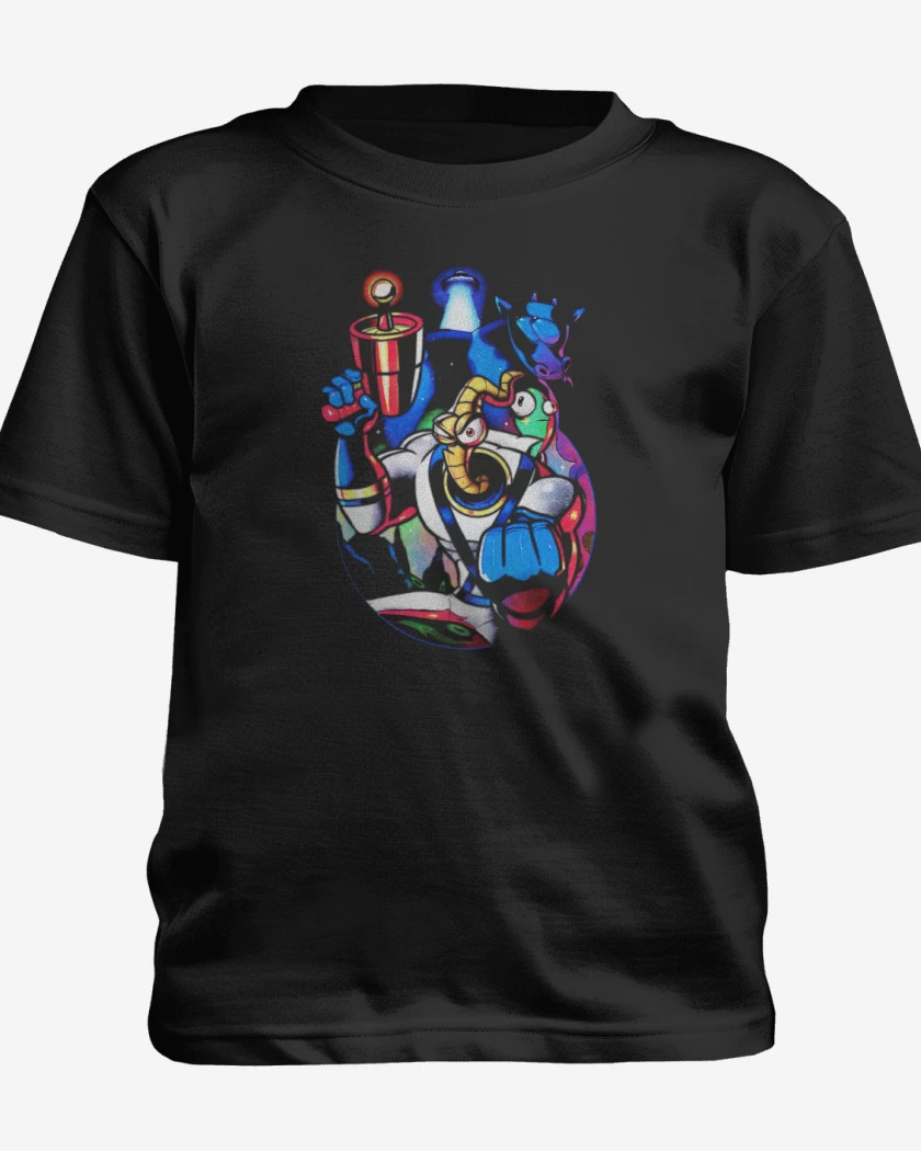 Polera de niño Negro de Earthworm Jim 