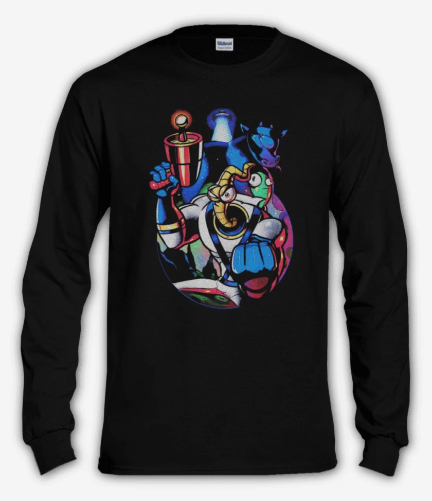 Polera manga larga Negro de Earthworm Jim 