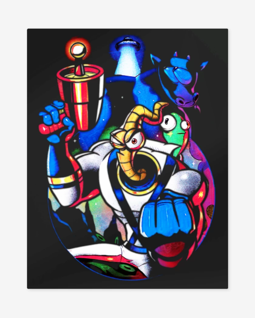Print metalico Negro de Earthworm Jim 