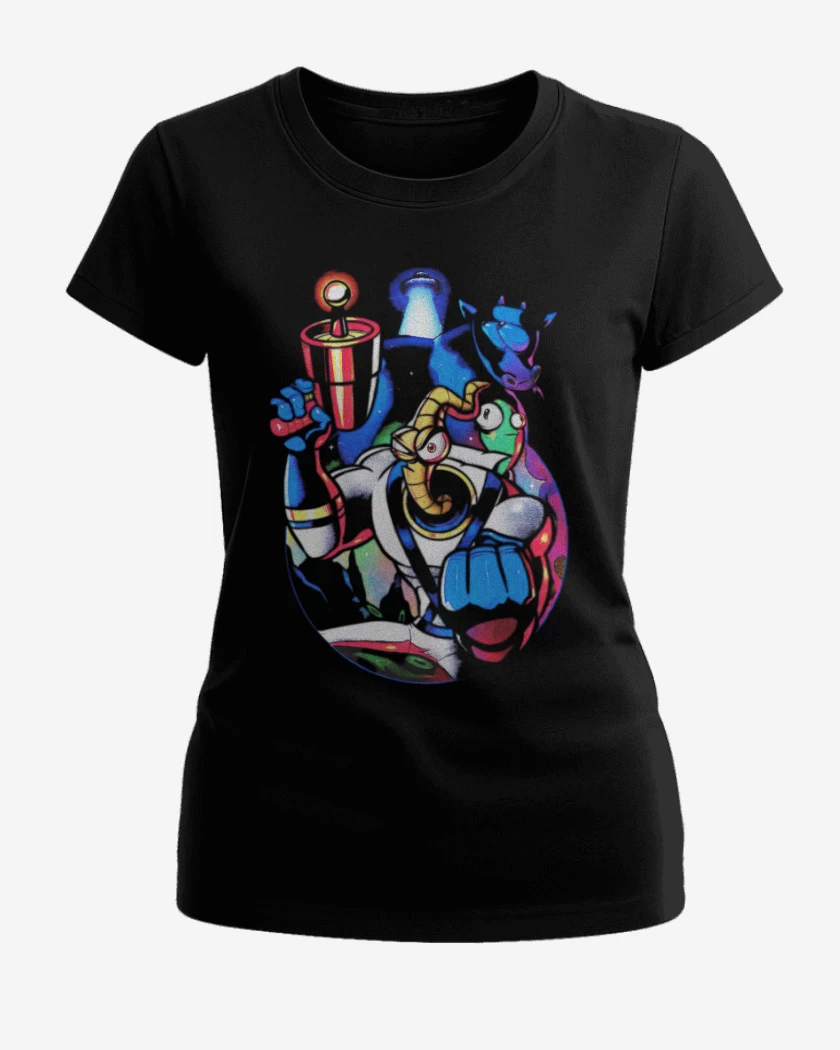 Polera de Mujer Negro de Earthworm Jim 
