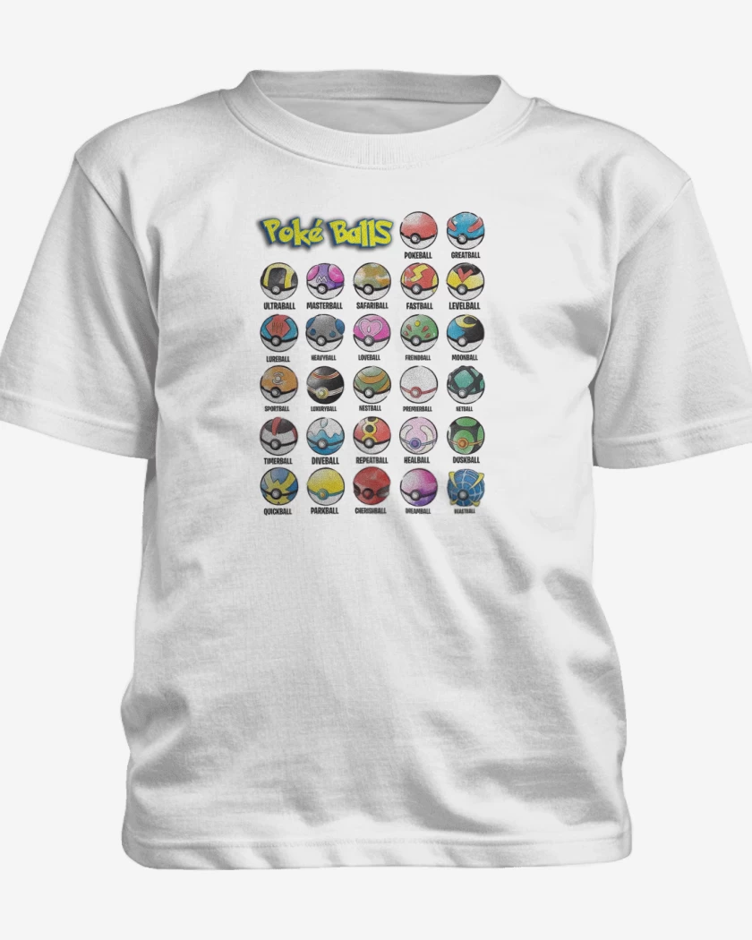 Polera de niño Blanco de Pokeballs