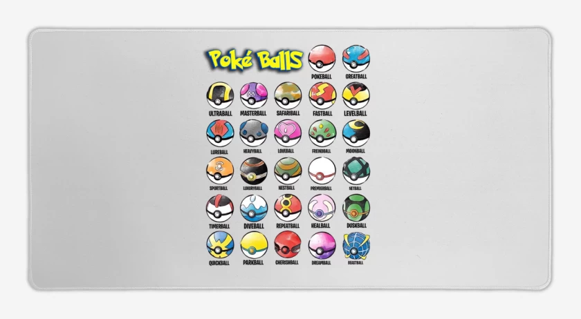Mouse pad Gamer Blanco de Pokeballs