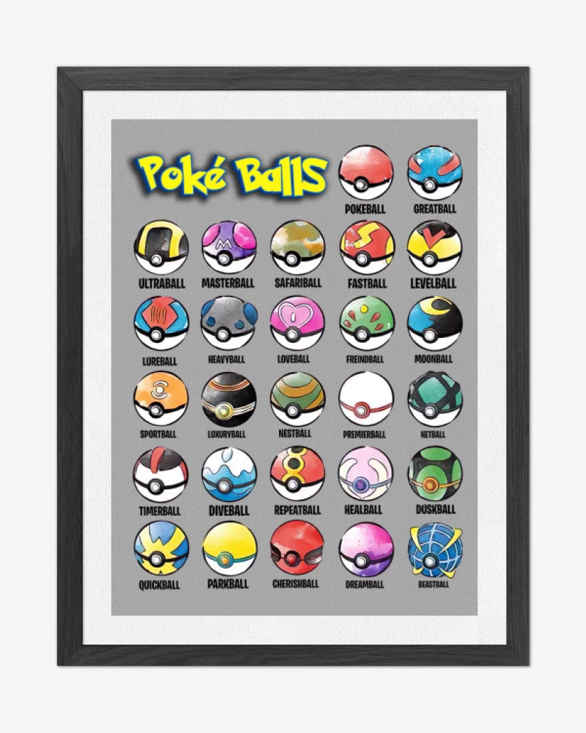 Cuadro decorativo Gris Melange de Pokeballs
