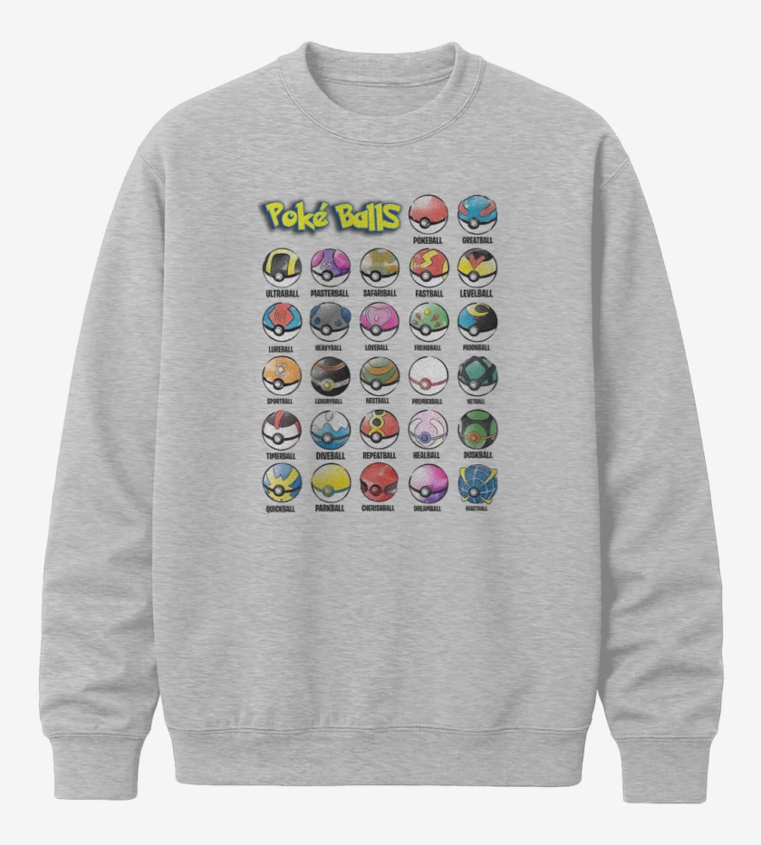 Poleron polo Gris Melange de Pokeballs