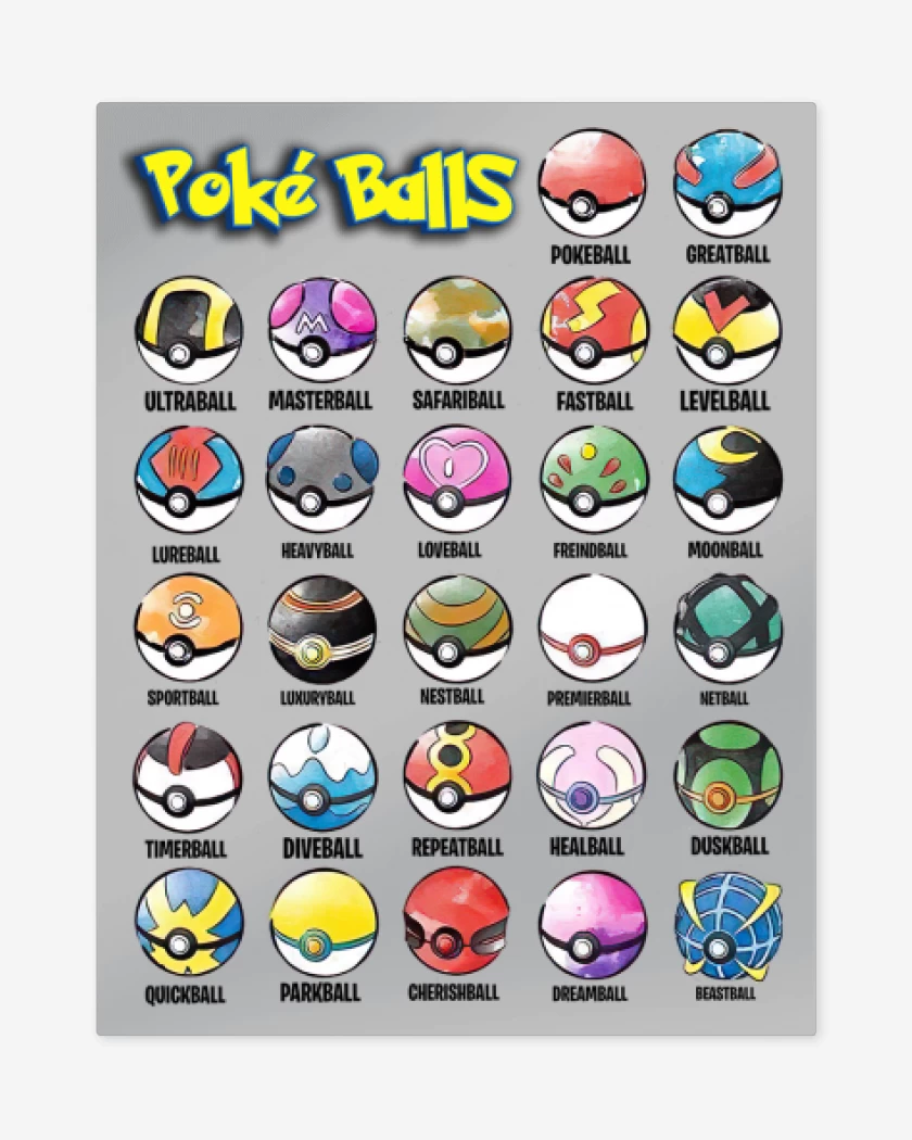 Print metalico Gris Melange de Pokeballs