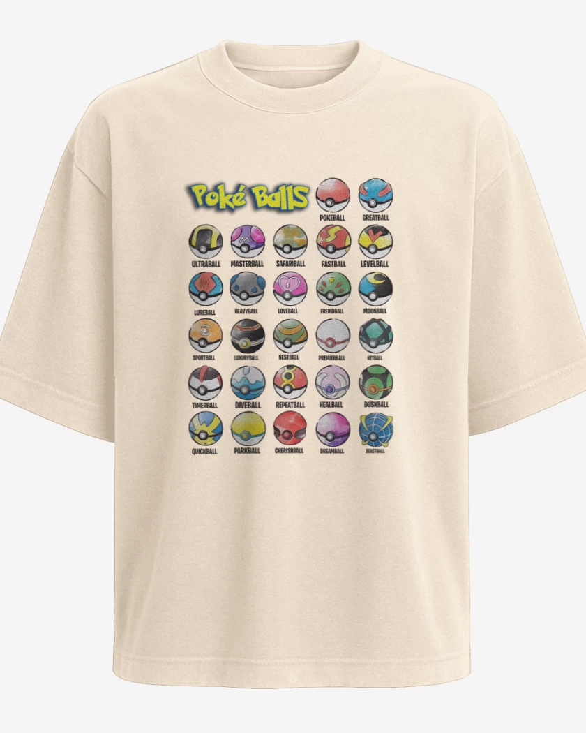 Polera Oversize Beige de Pokeballs
