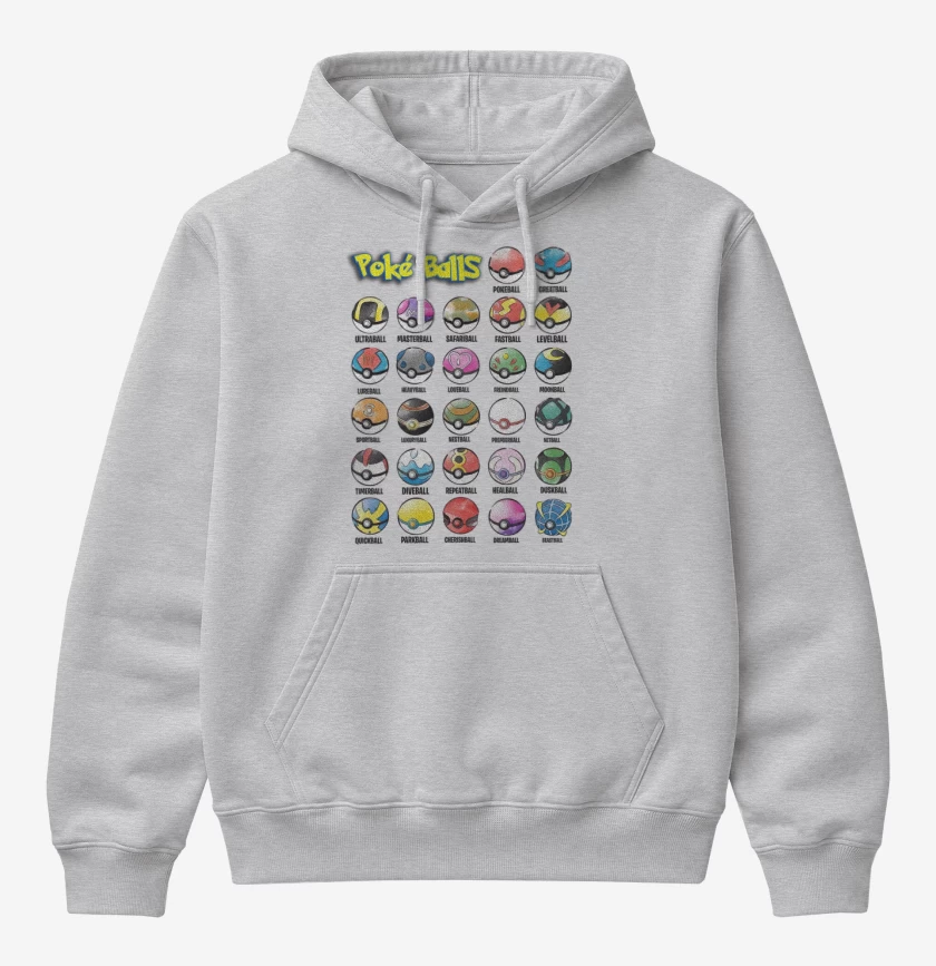 Poleron Canguro básico Gris Melange de Pokeballs